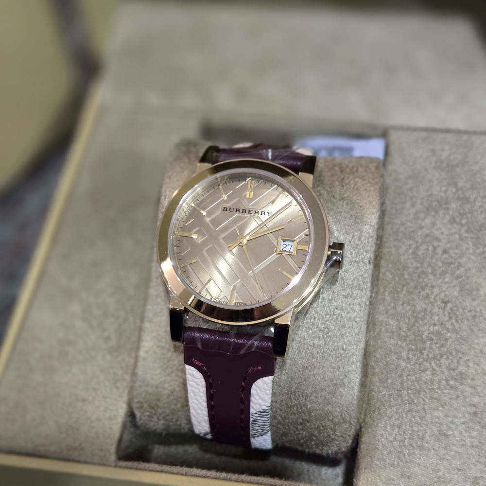 Burberry Gold and Burgundy Watch